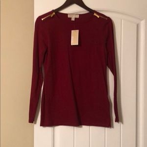 Michael Kors deep red long sleeve top